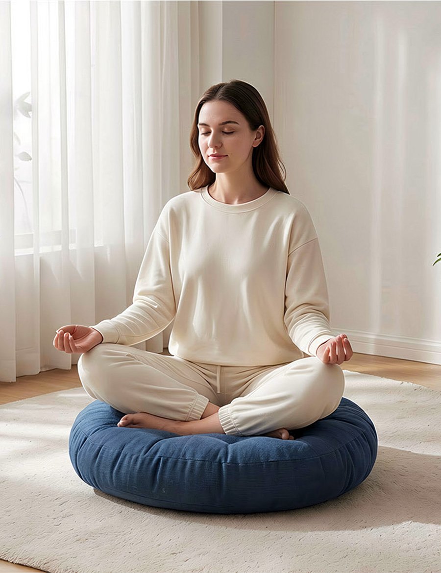 Round Meditation Cushion — Cotton Linen