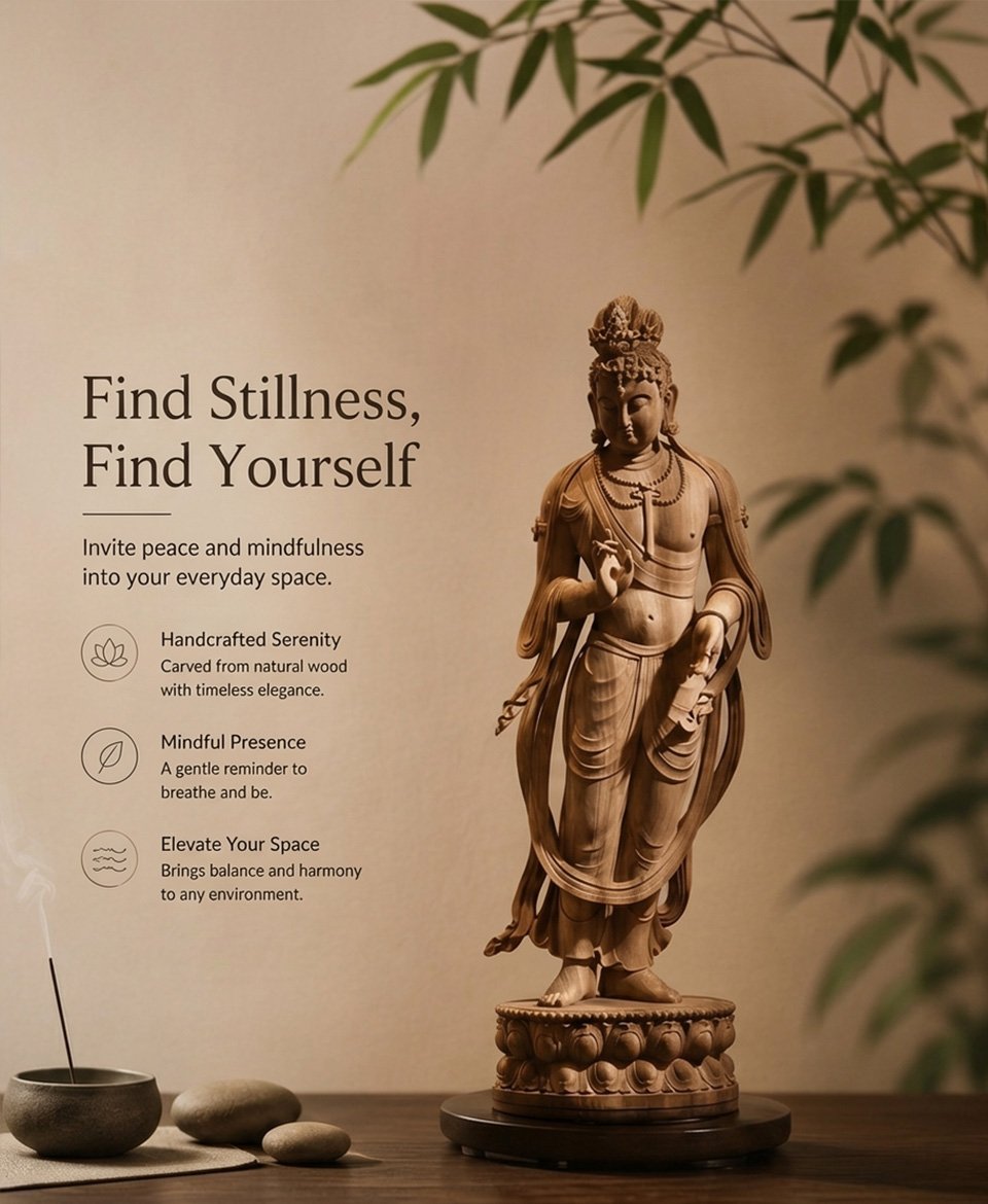Camphor Wood Grotto Guanyin statue
