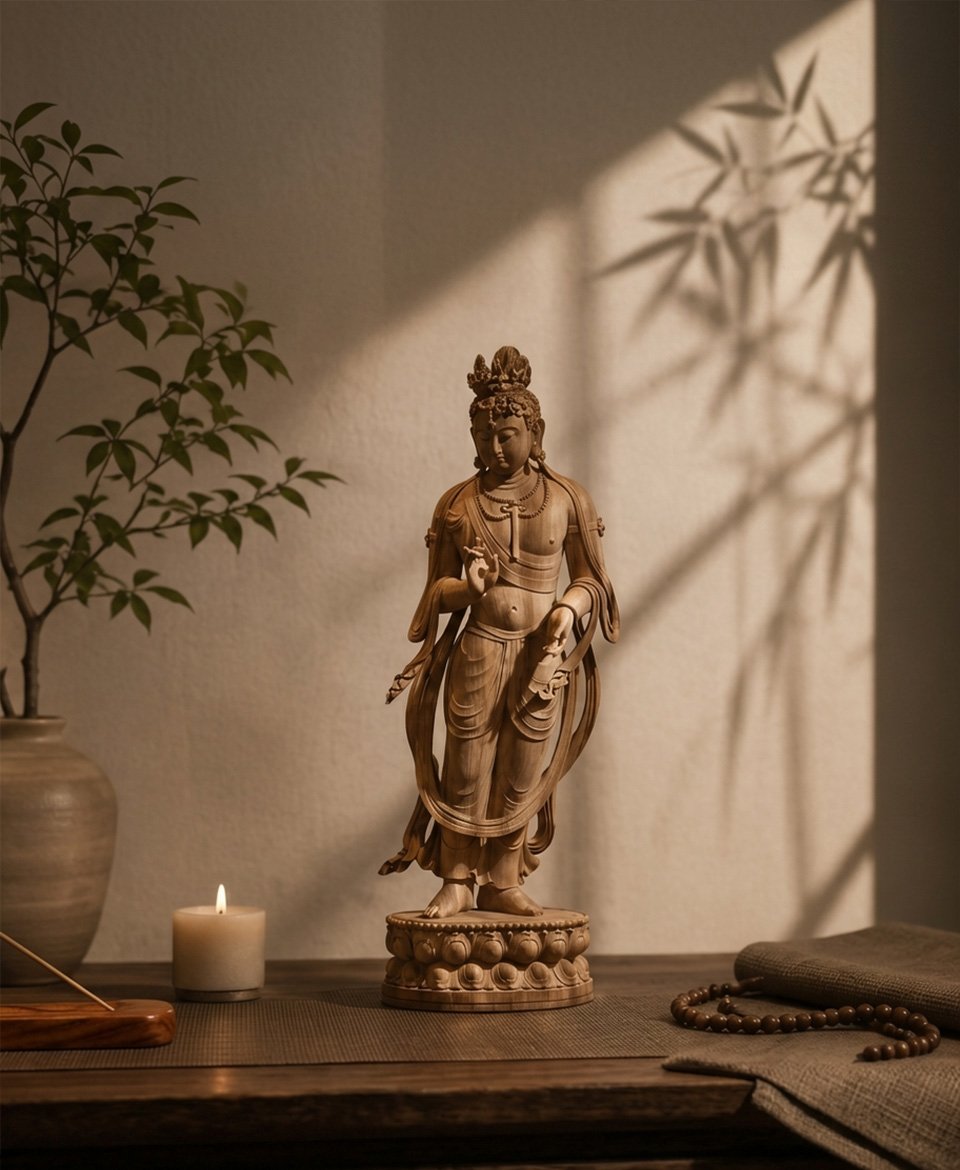 Camphor Wood Grotto Guanyin - Image 2