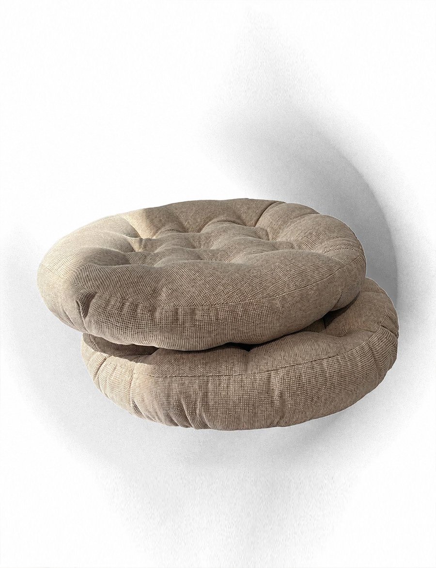 Round Meditation Cushion — Cotton Linen - Image 2
