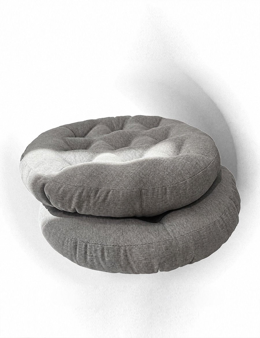 Round Meditation Cushion — Cotton Linen - Image 3
