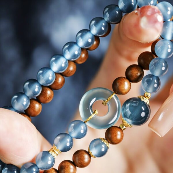 Chalcedony and Sandalwood Bracelet